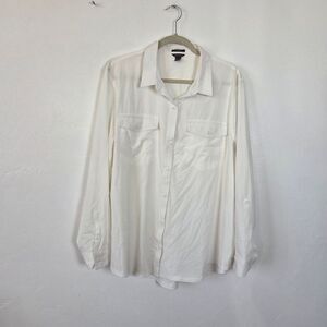 Eddie Bauer Classic Fit Button Front Shirt Women's XXL White Casual Comfy Basic